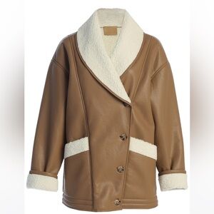 JLUXLABEL Tan Teddy Jacket with Cream Accents - S/M - WORN ONCE